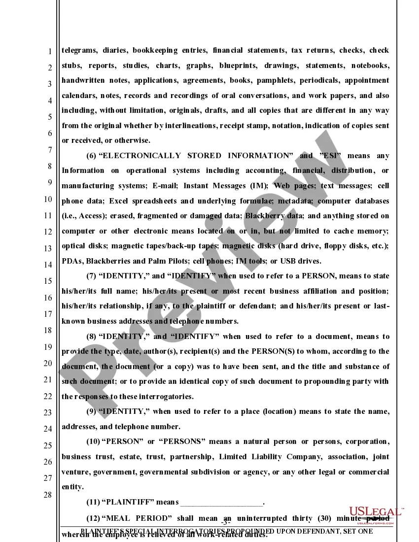 Preview Special Interrogatories in civil action involving employment dispute