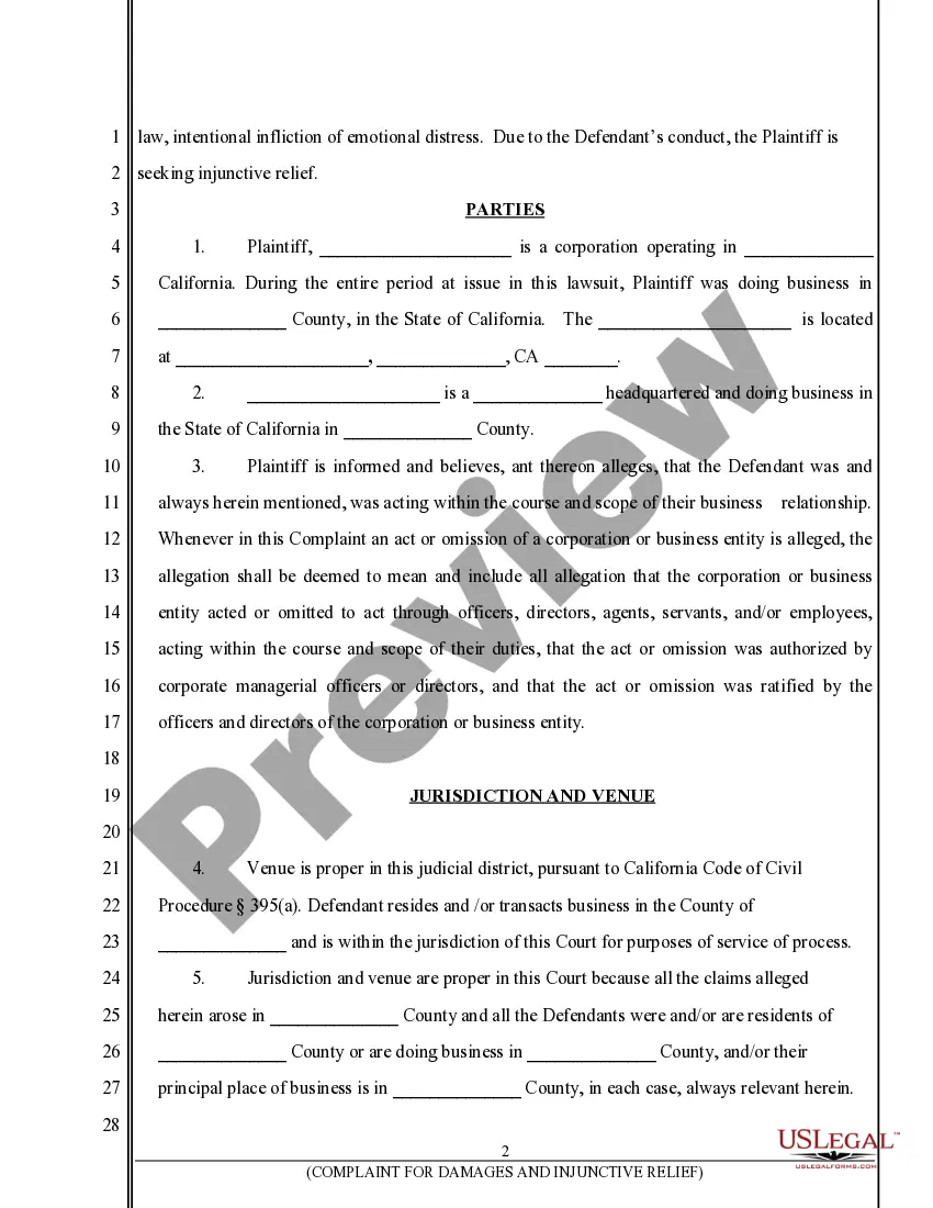 Preview Complaint for Breach of Contract, Negligent Misrepresentation, Unfair and Deceptive Business Practices