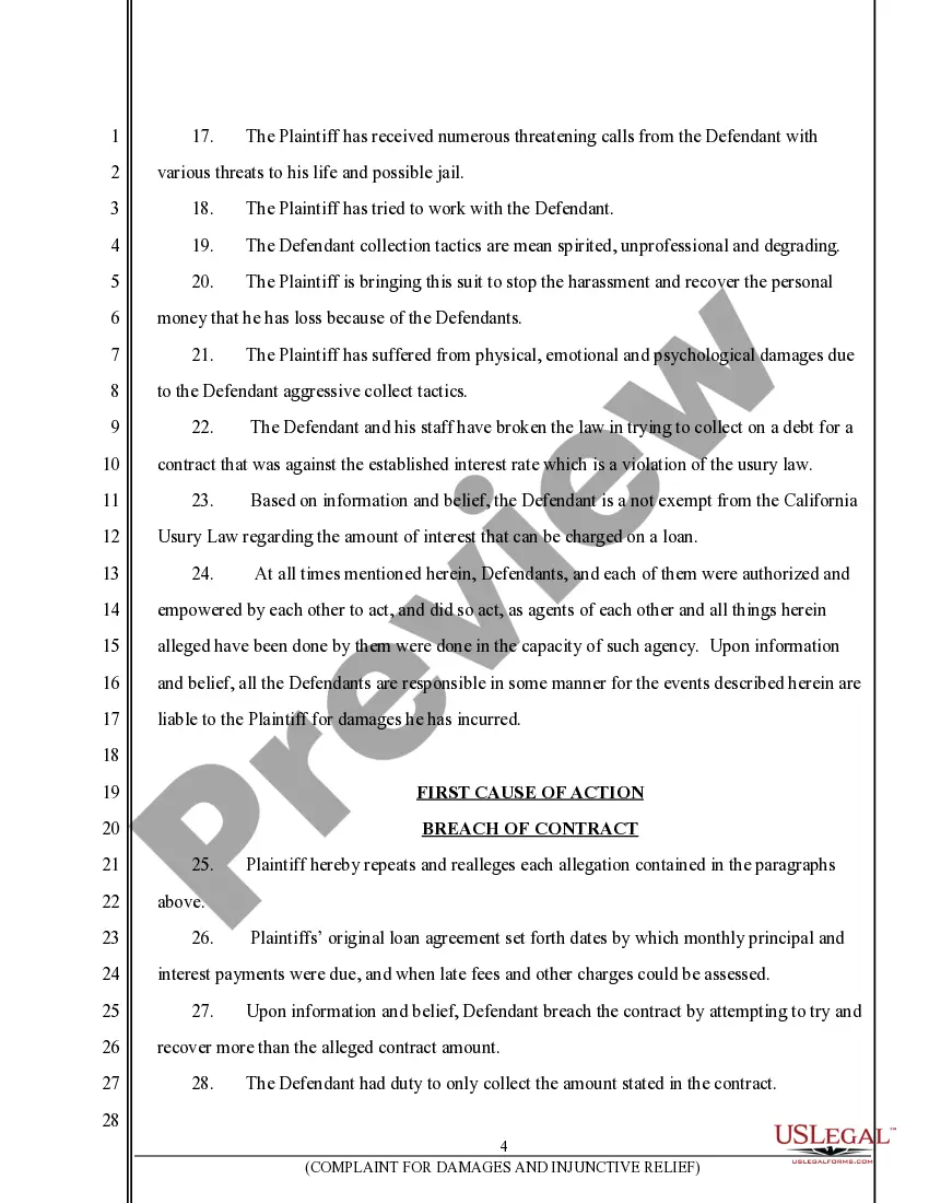 Preview Complaint for Breach of Contract, Negligent Misrepresentation, Unfair and Deceptive Business Practices