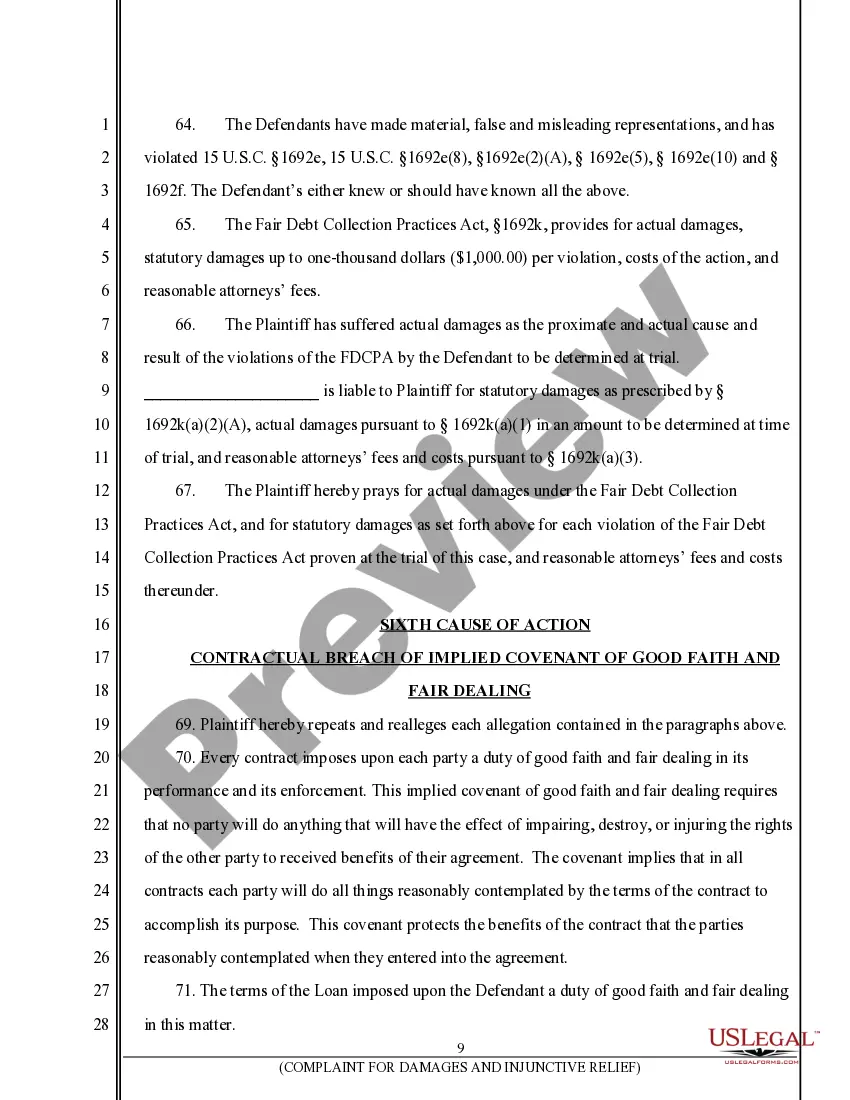 Preview Complaint for Breach of Contract, Negligent Misrepresentation, Unfair and Deceptive Business Practices