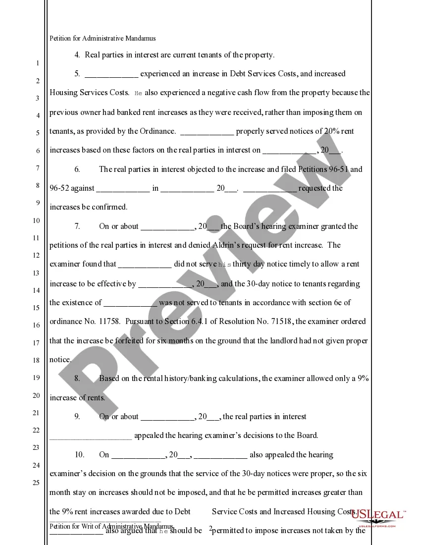 Preview First Amended Petition for Writ of Administrative Mandamus