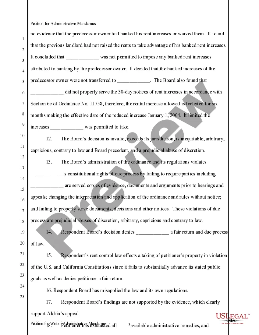 Preview First Amended Petition for Writ of Administrative Mandamus