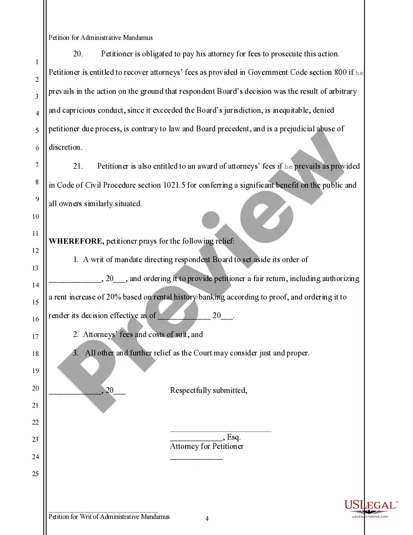 Preview First Amended Petition for Writ of Administrative Mandamus