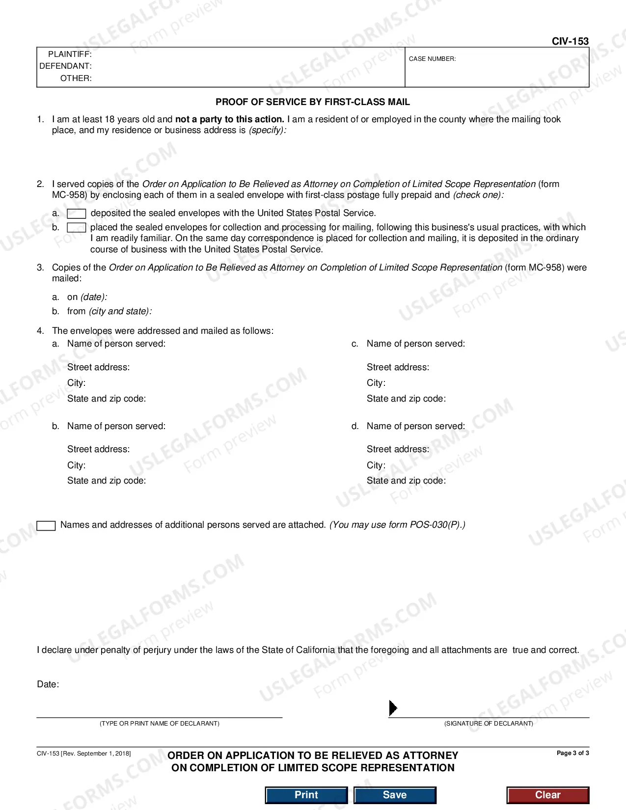 Preview Order on Application to be Relieved as Attorney on Completion of Limited Scope Representation