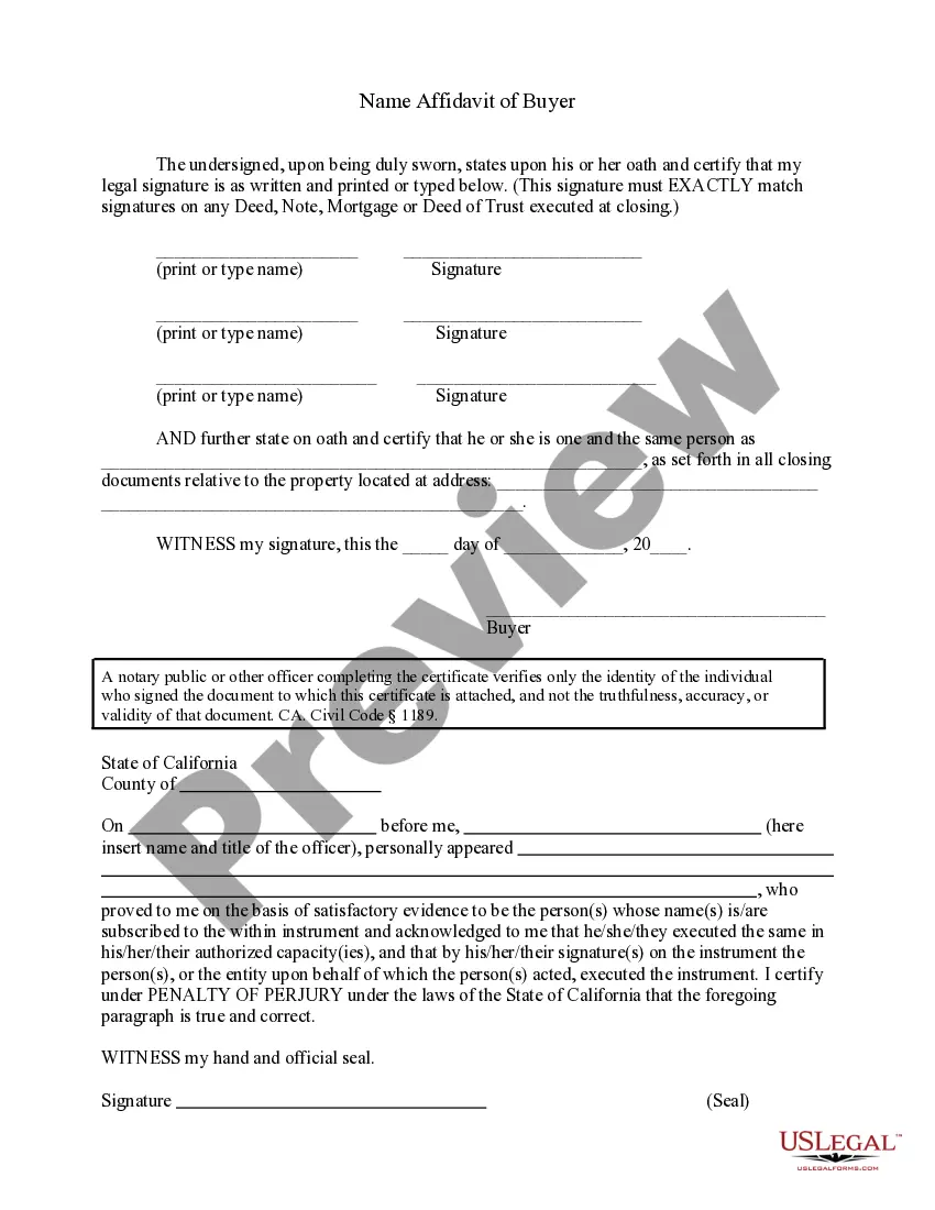 Get Name Affidavit of Buyer Preview Name Affidavit of Buyer