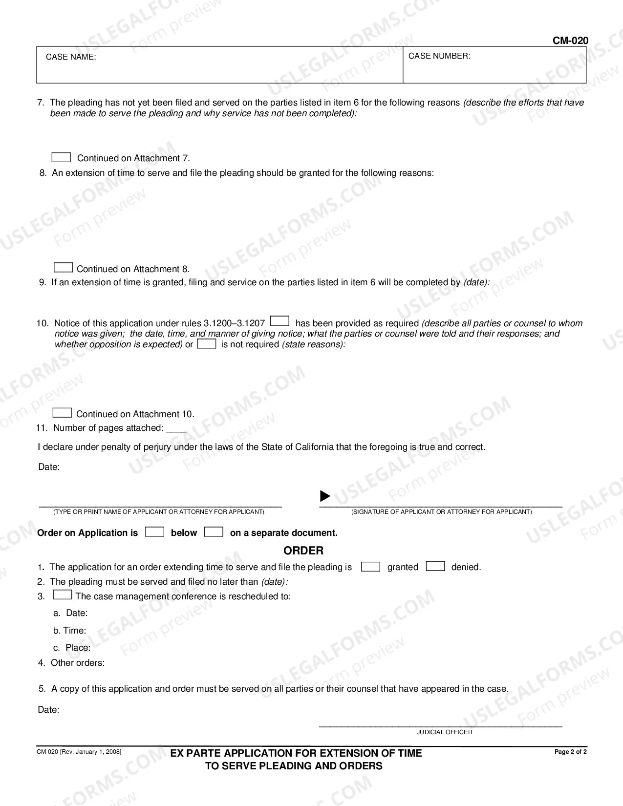 Preview Ex Parte Application For Extension of Time to Serve Pleading and Orders