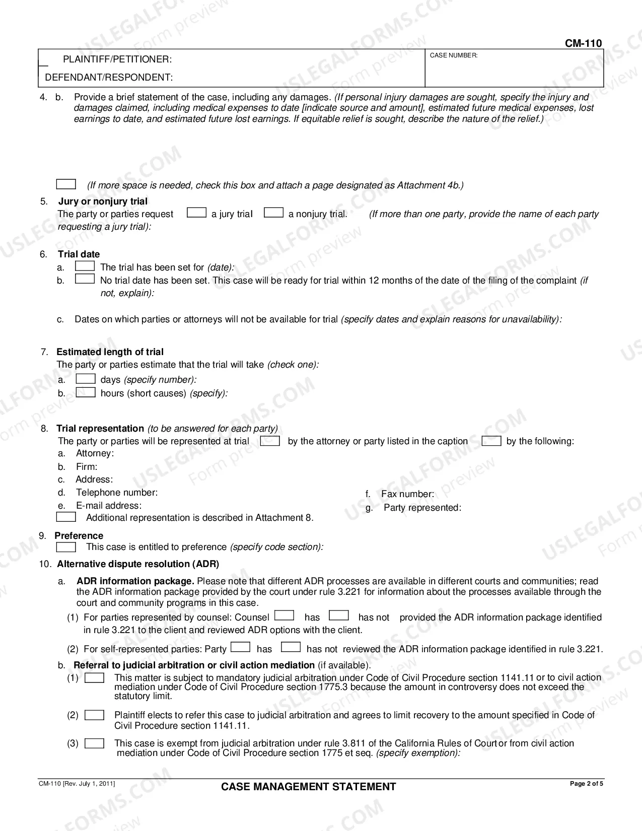 Preview Case Management Statement