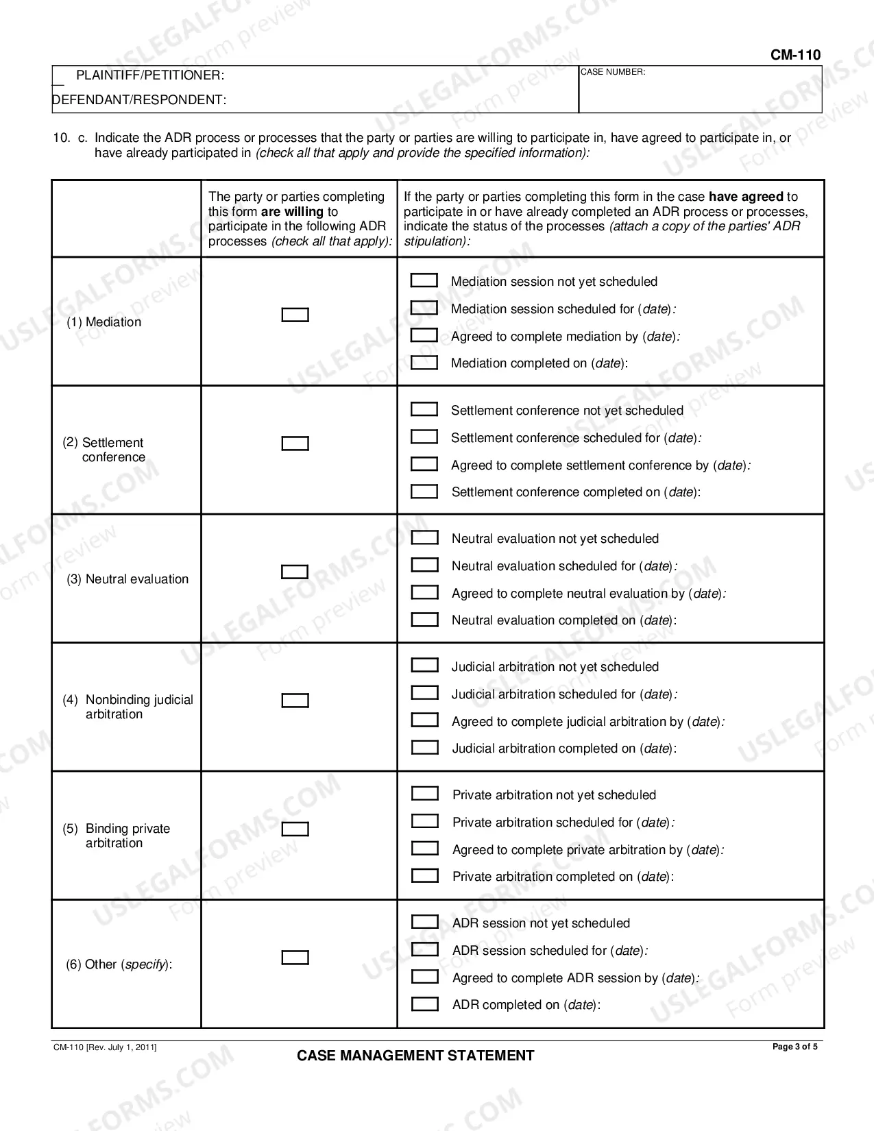 Preview Case Management Statement