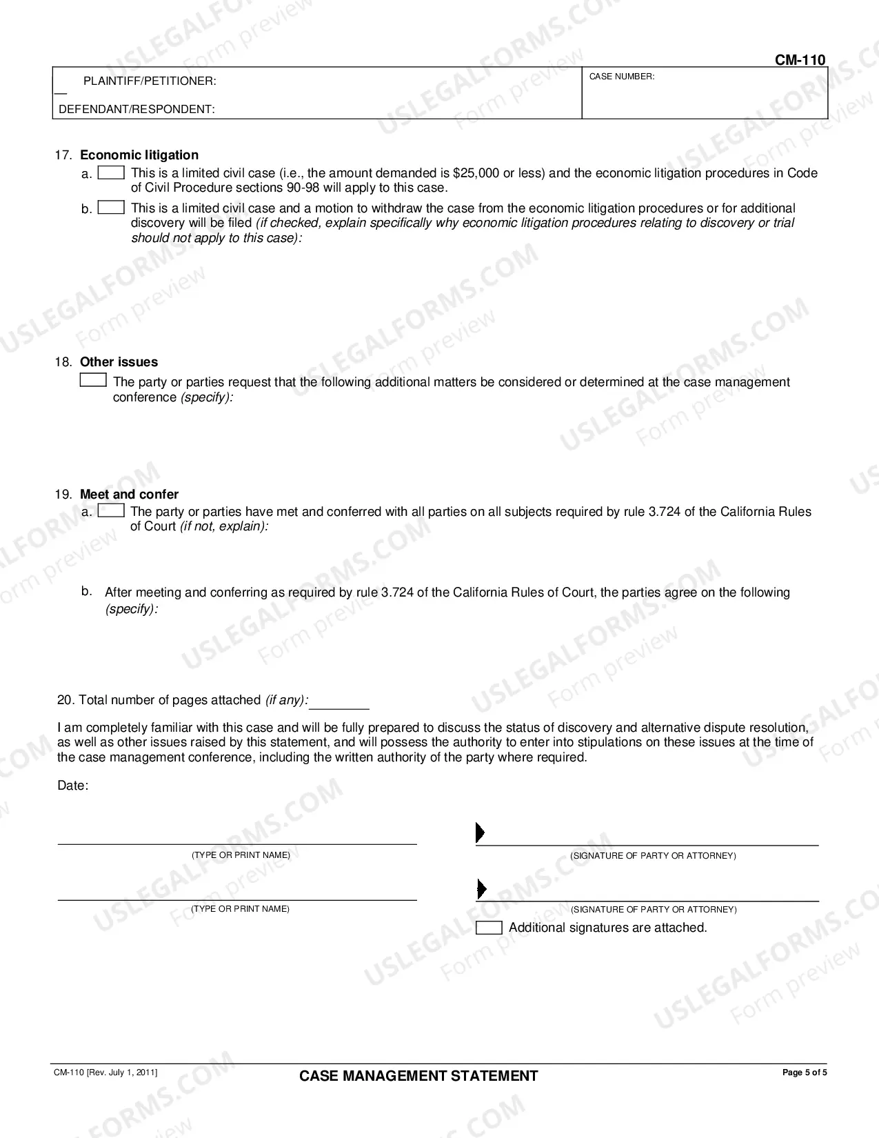 Preview Case Management Statement
