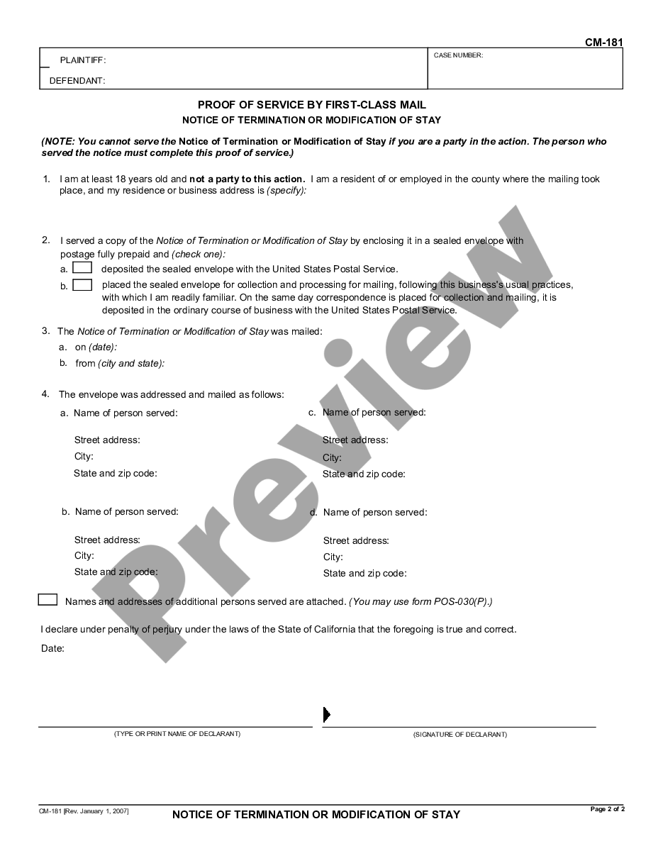 page 1 Notice of Termination or Modification of Stay preview