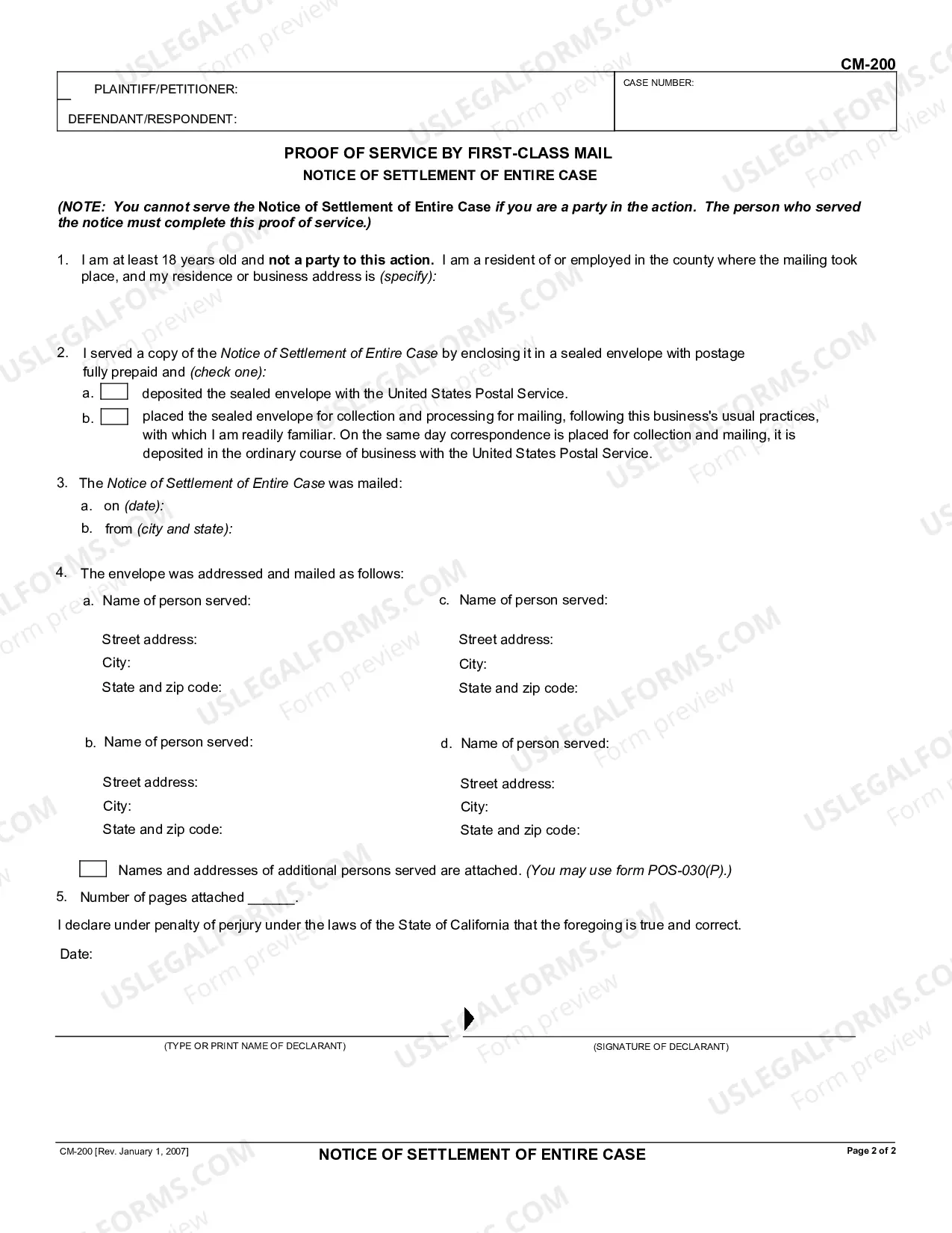 Preview Notice of Settlement