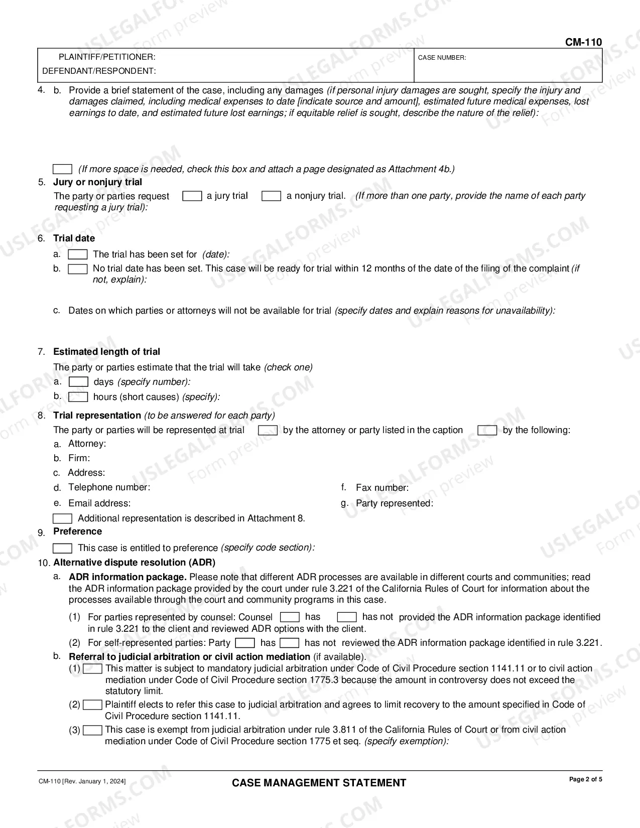 Preview Case Management Conference Statement