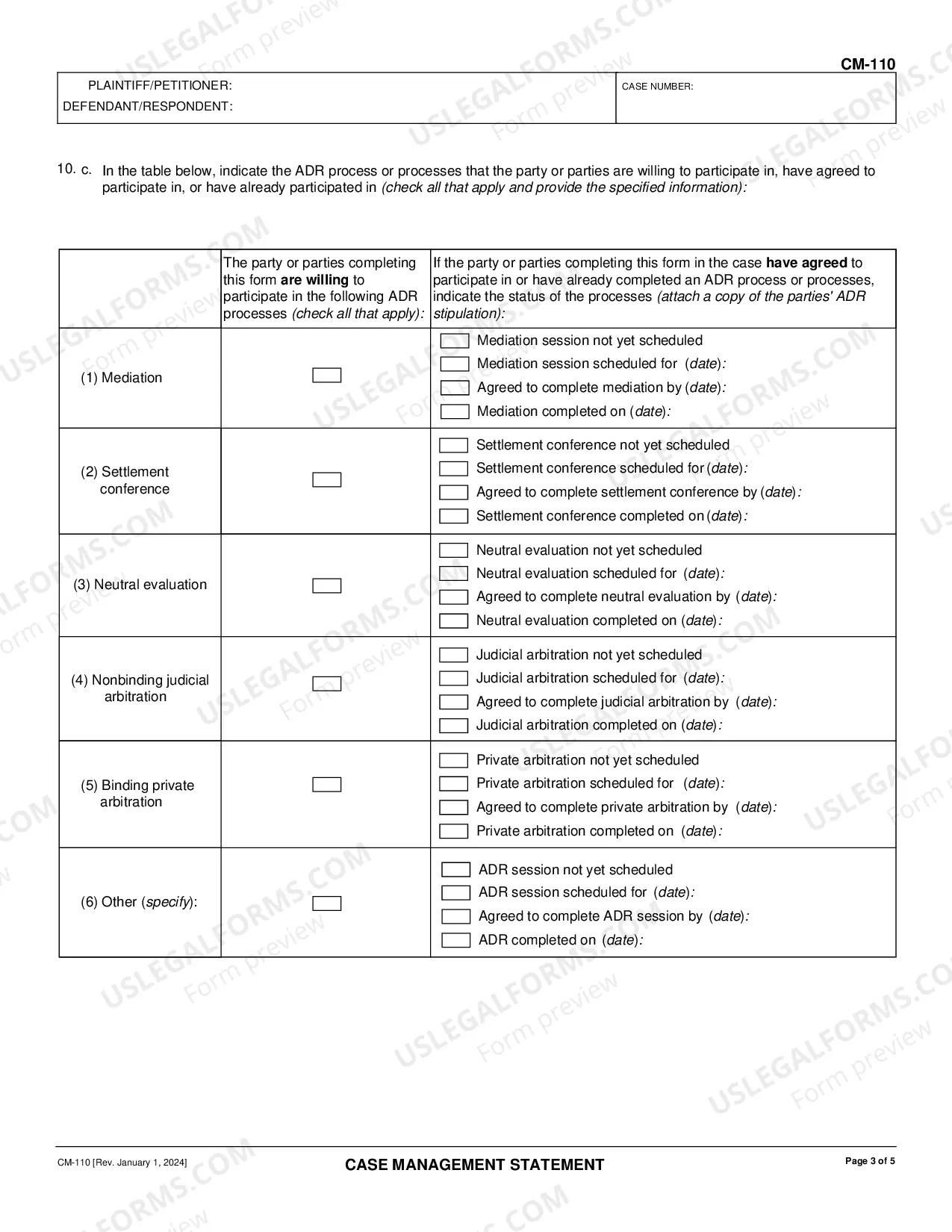 Preview Case Management Conference Statement