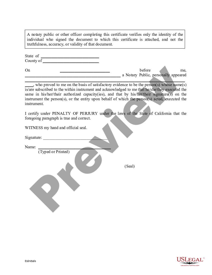 California Notary Fill In US Legal Forms