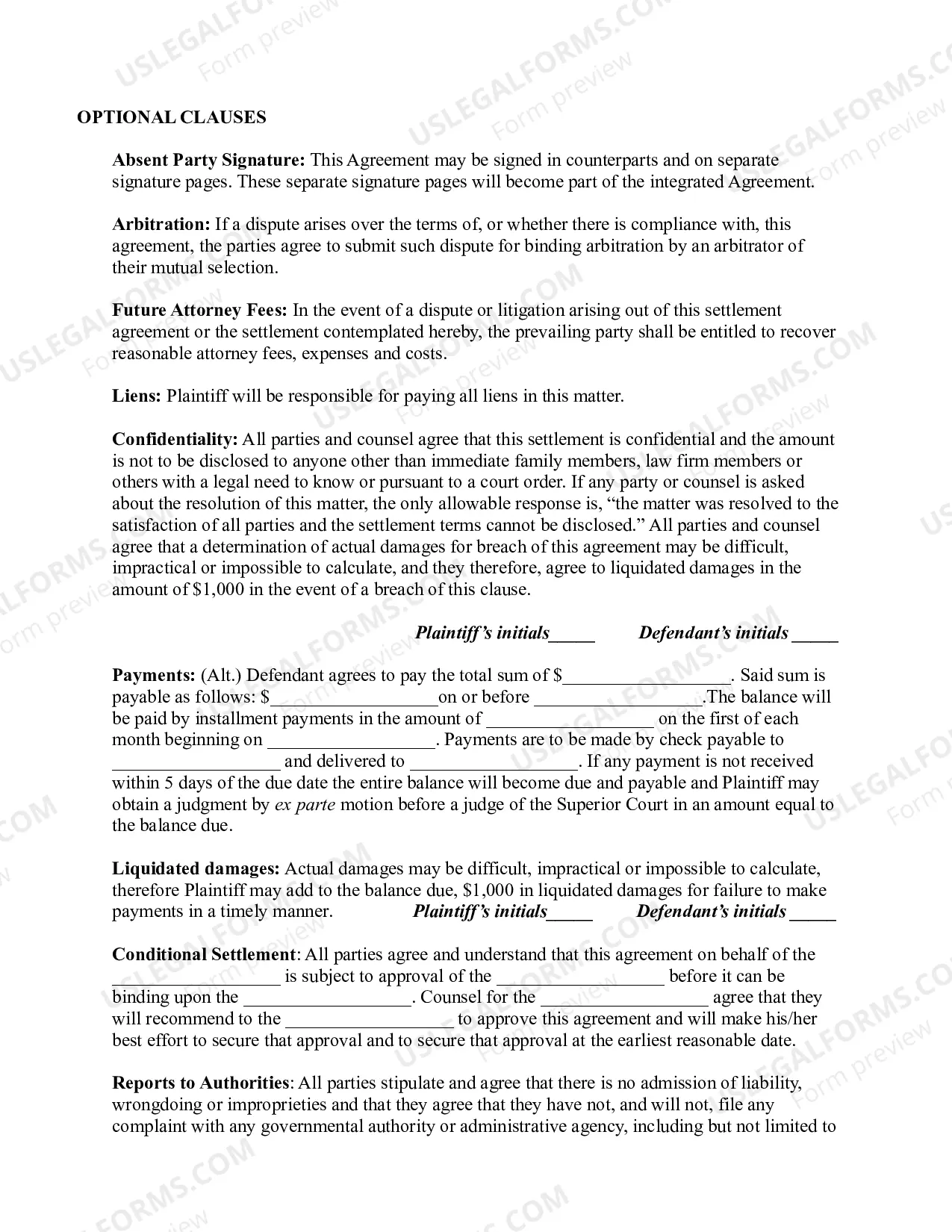 Preview Settlement Agreement