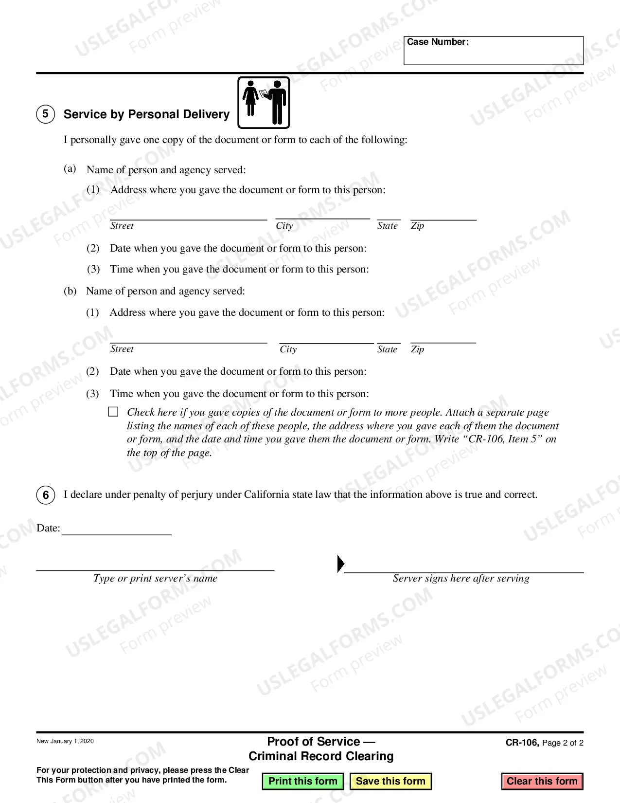 Preview Proof of Service - Criminal Record Clearing