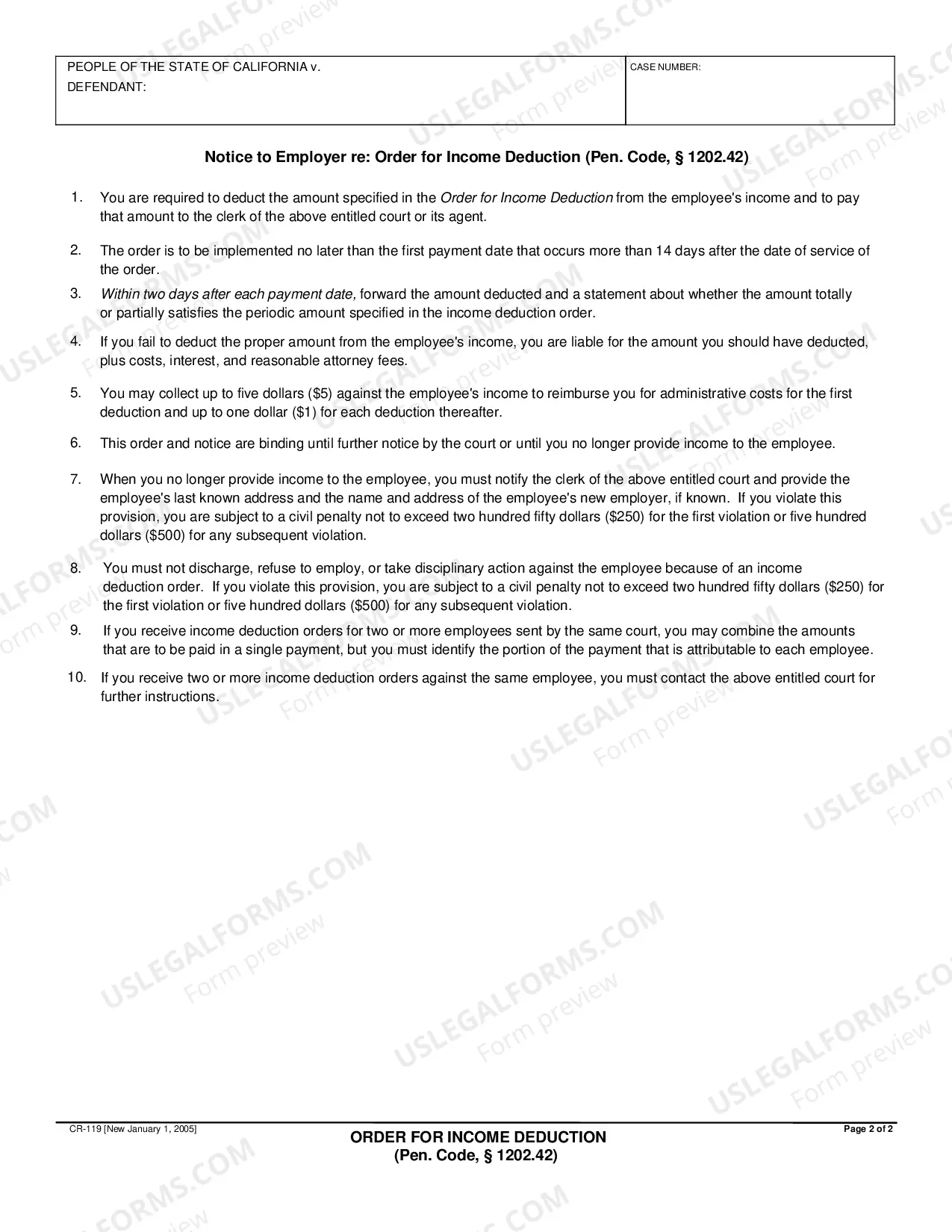 Preview Order for Income Deduction