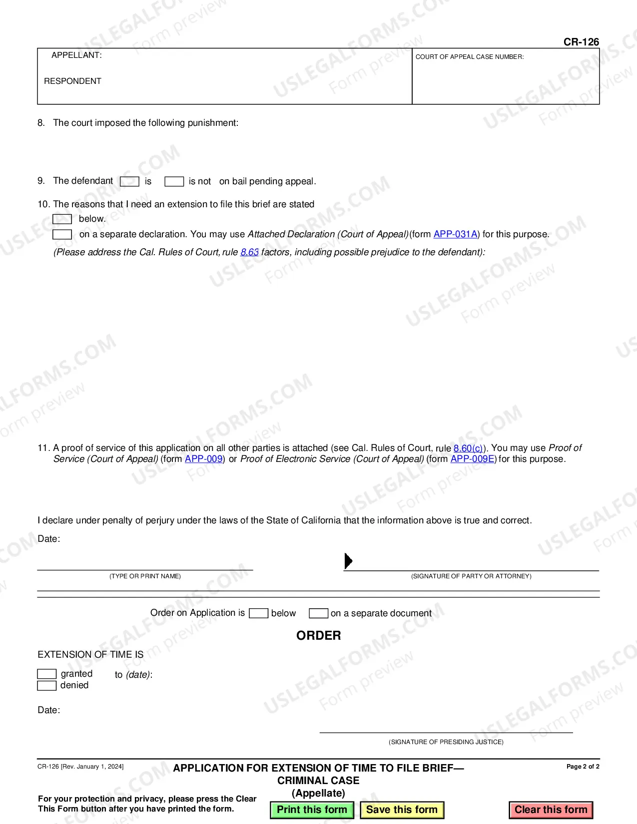 Preview Application for Extension of Time to File Brief - Criminal Case