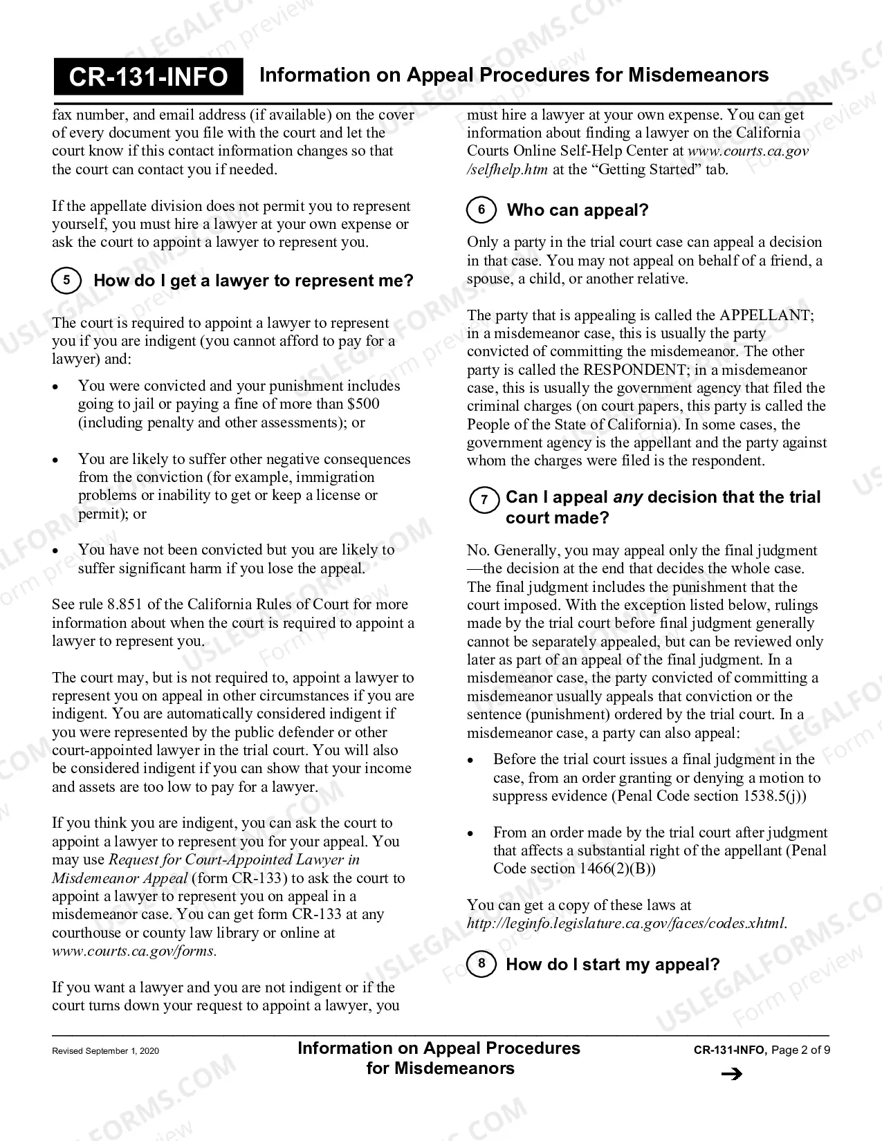 Preview Information on Appeal Procedures for Misdemeanors