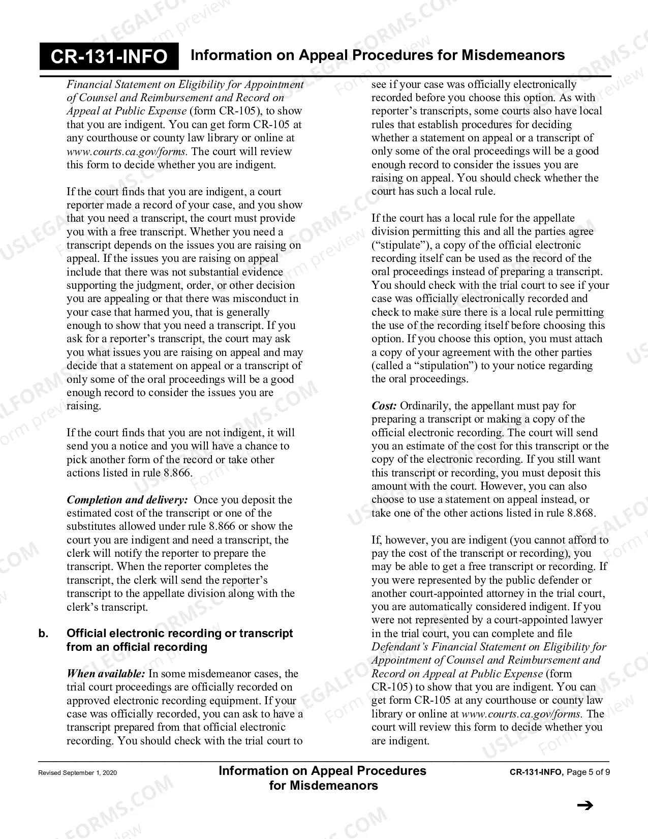 Preview Information on Appeal Procedures for Misdemeanors