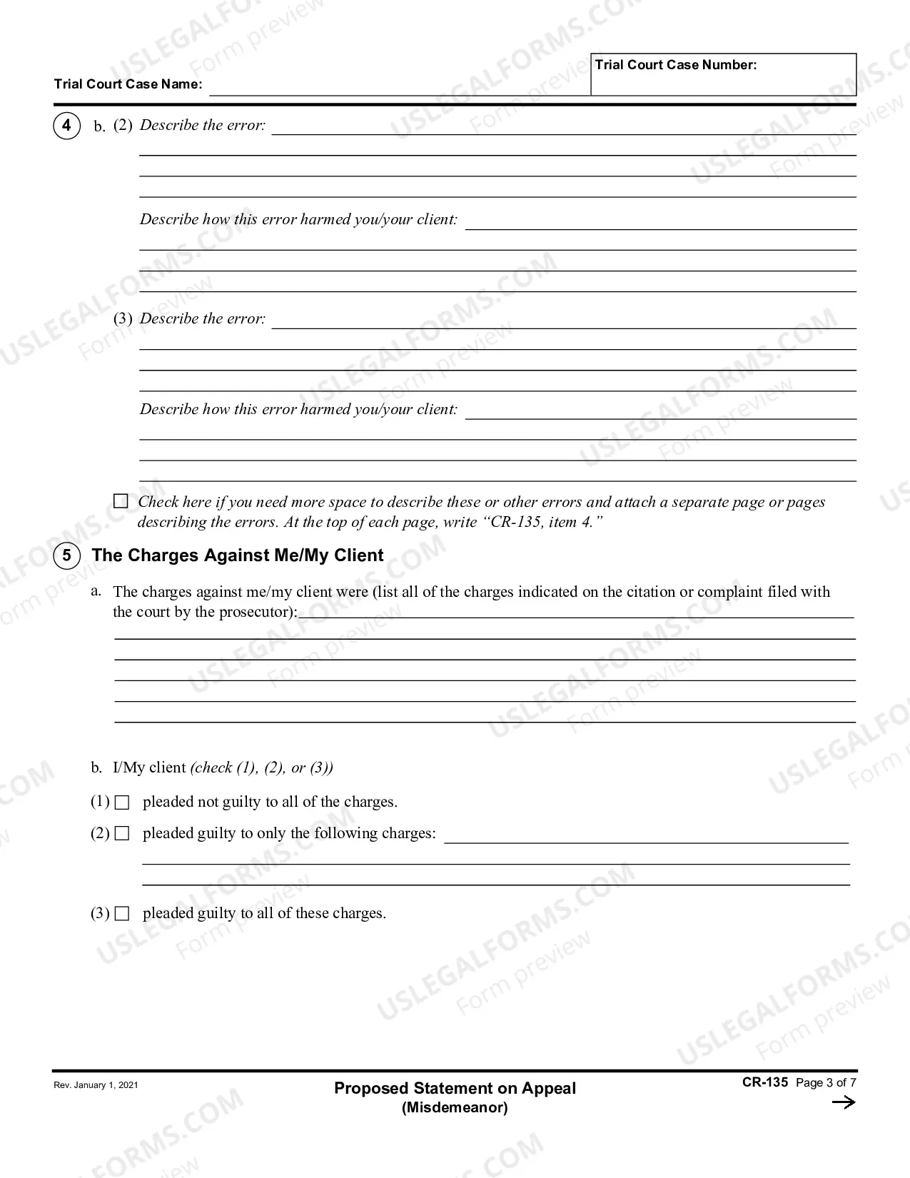 Preview Proposed Statement on Appeal - Misdemeanor