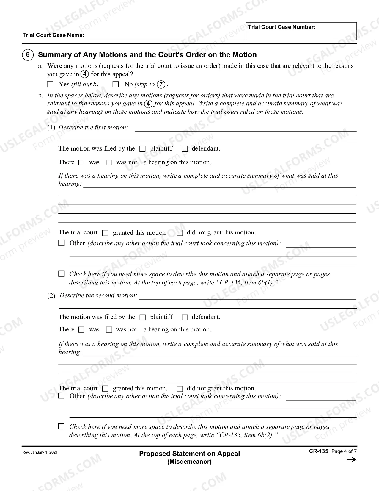 Preview Proposed Statement on Appeal - Misdemeanor