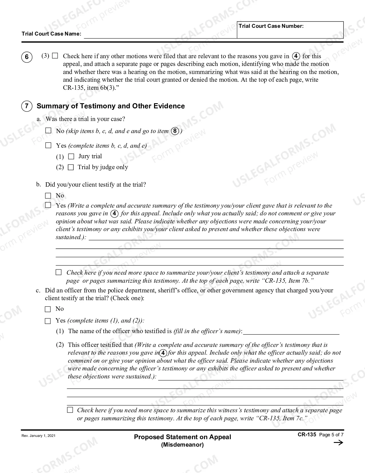 Preview Proposed Statement on Appeal - Misdemeanor