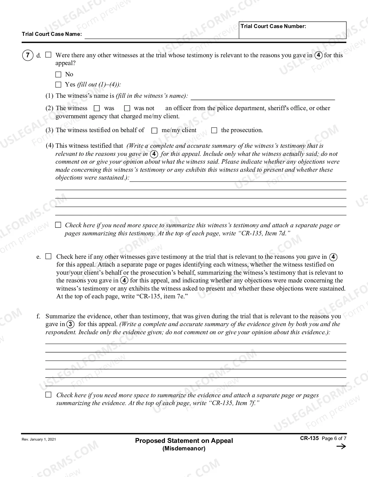 Preview Proposed Statement on Appeal - Misdemeanor