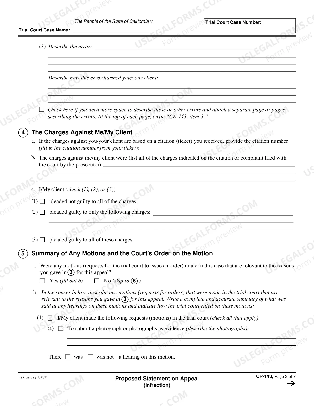 Preview Proposed Statement on Appeal - Infraction