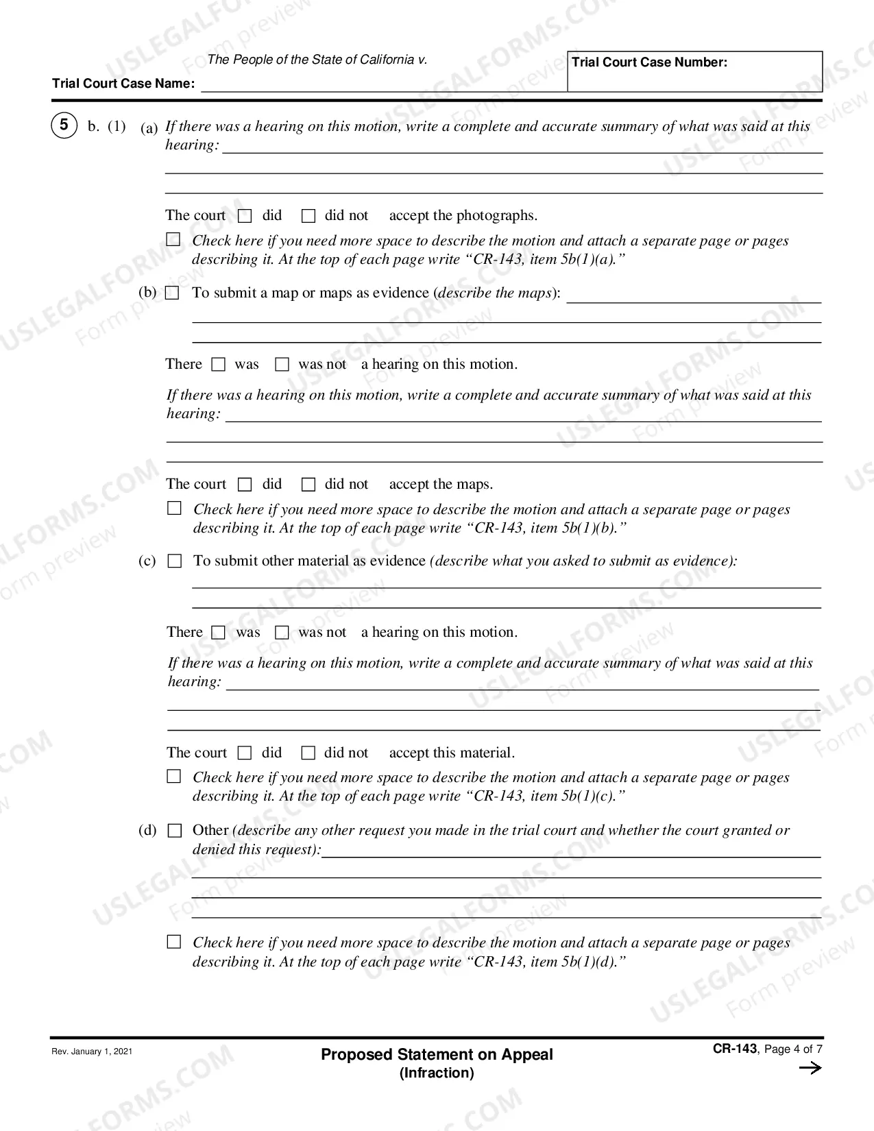 Preview Proposed Statement on Appeal - Infraction