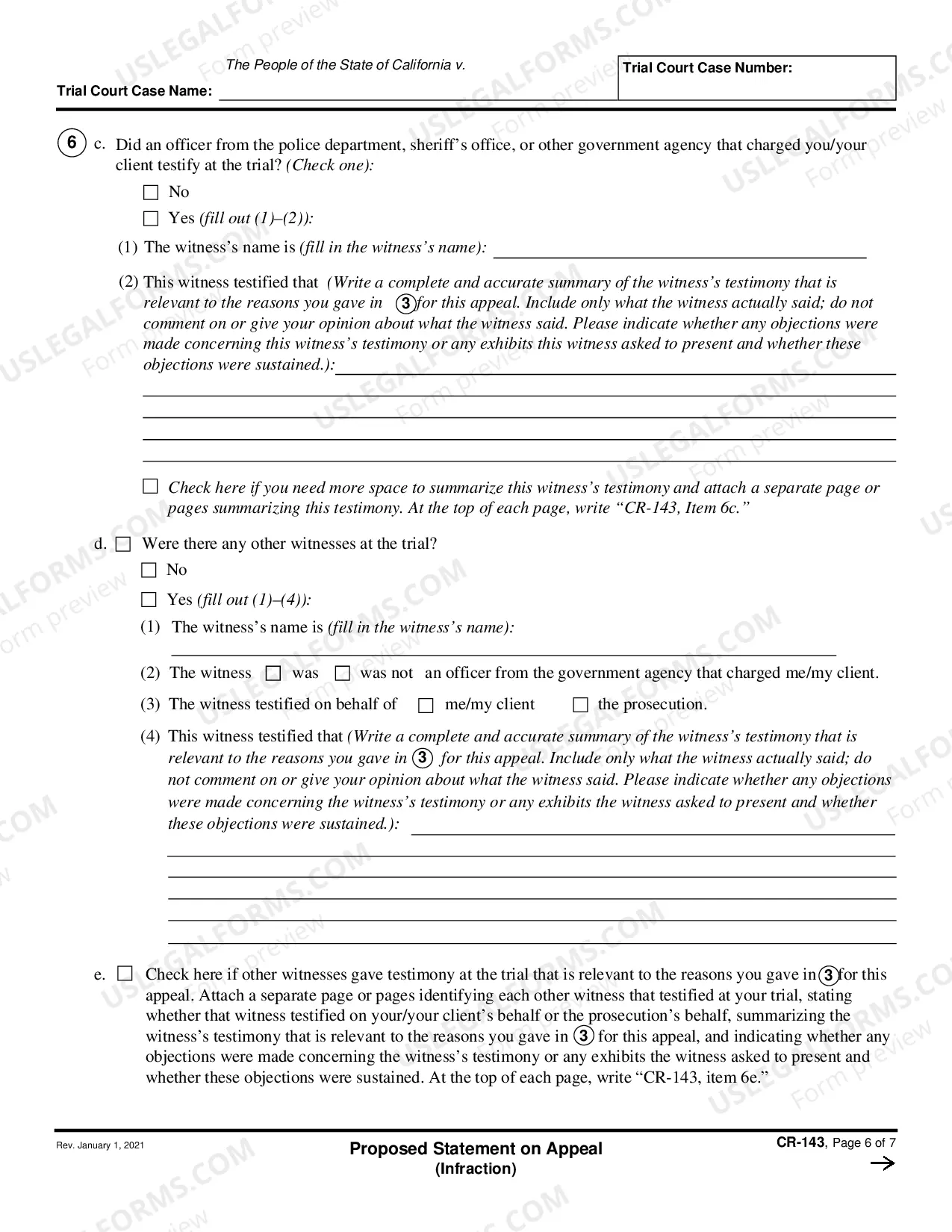 Preview Proposed Statement on Appeal - Infraction