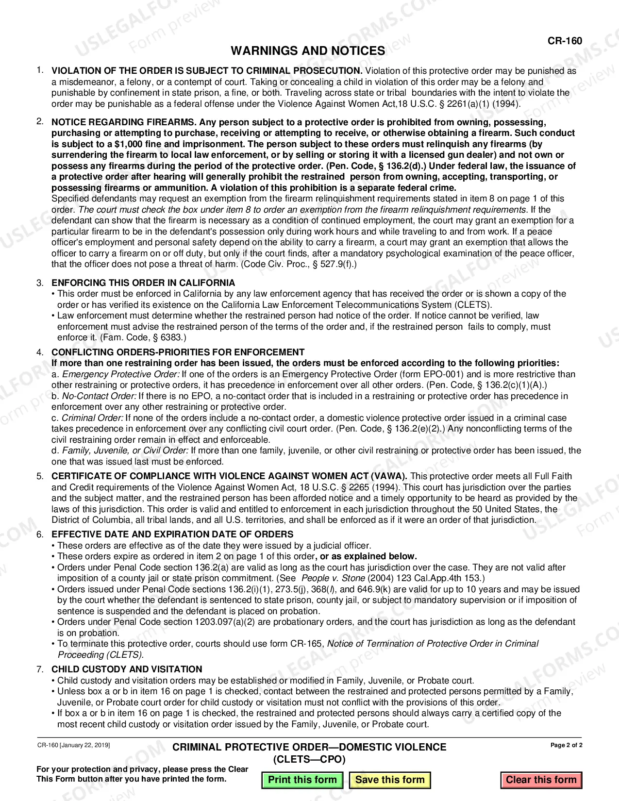 Preview Criminal Protective Order - Domestic Violence