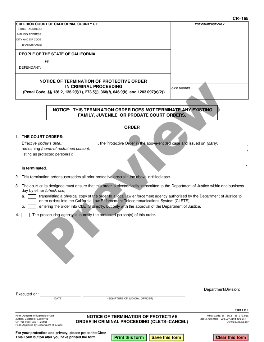 Penal Notice Form