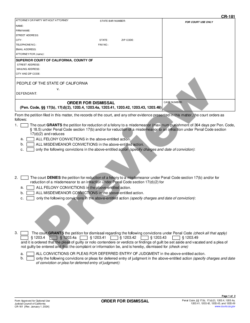 california-order-for-dismissal-cr-181-us-legal-forms