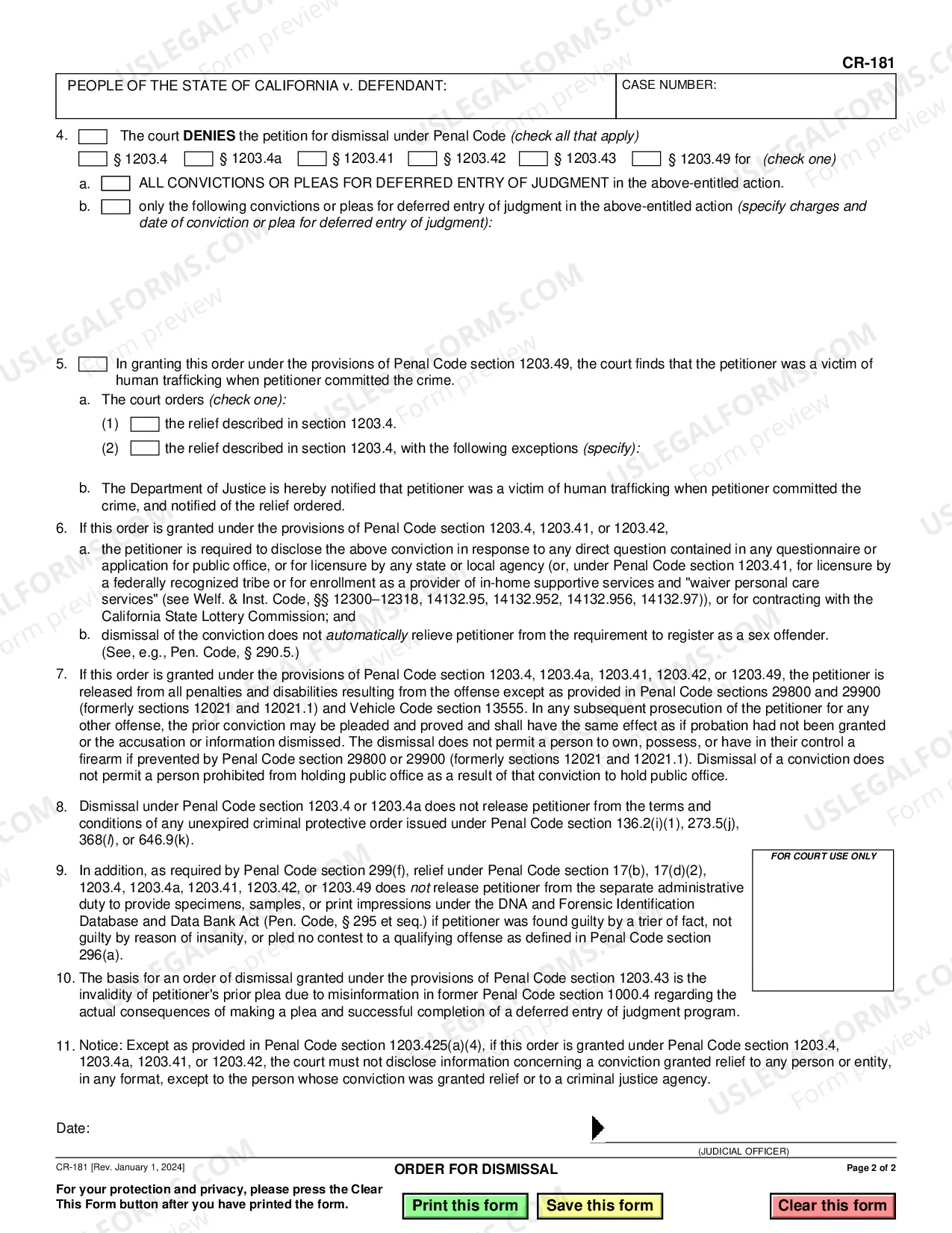 Preview Order for Dismissal