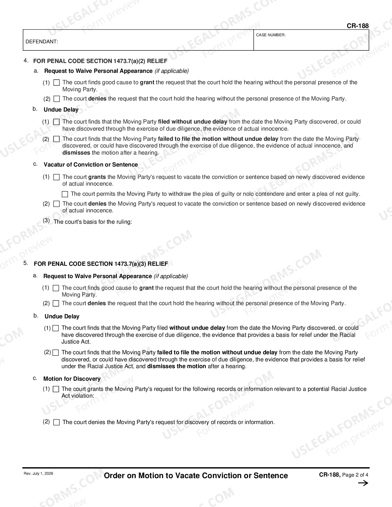 Preview Order on Motion to Vacate Conviction or Sentence
