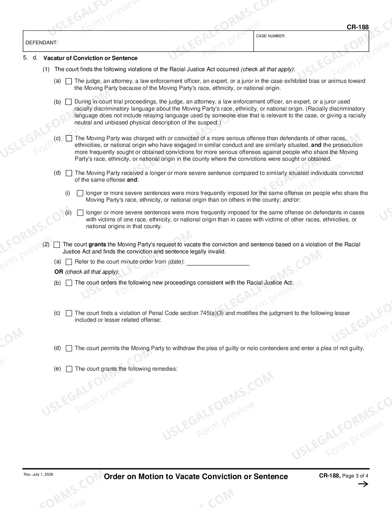 Preview Order on Motion to Vacate Conviction or Sentence