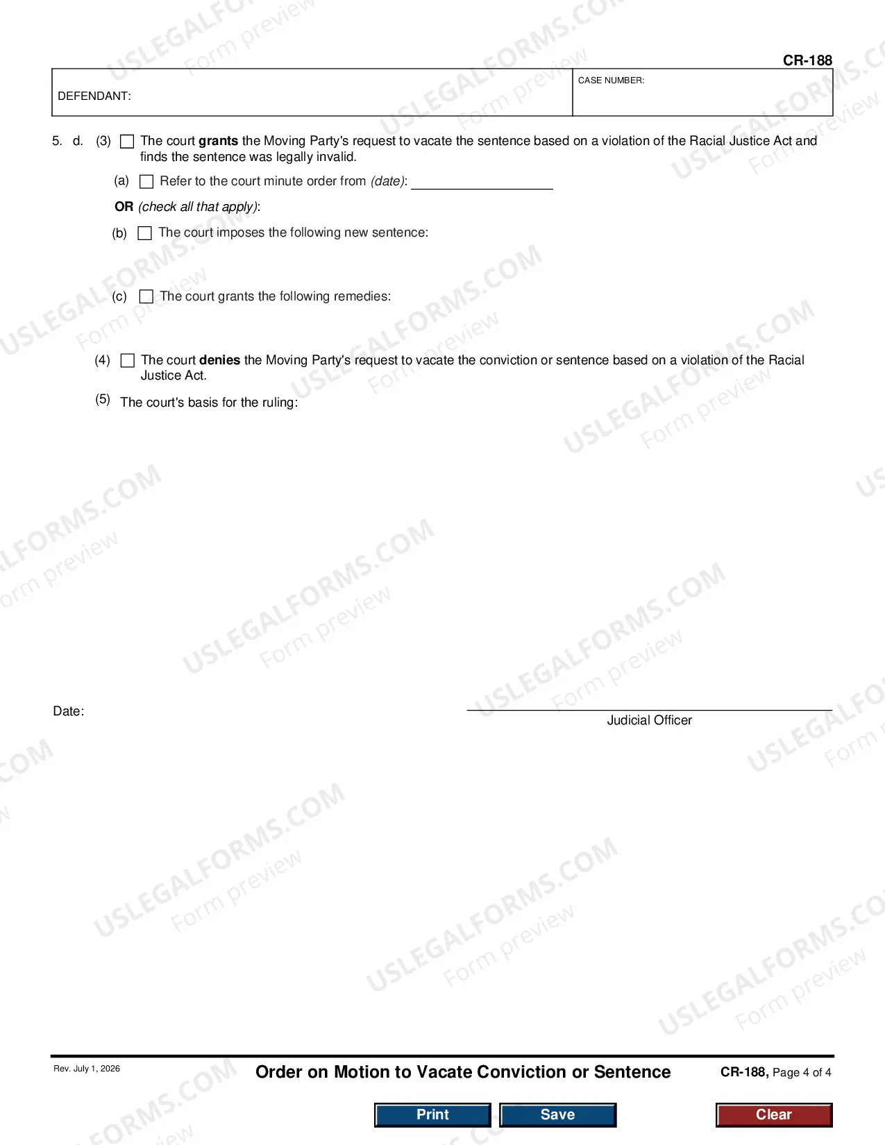 Preview Order on Motion to Vacate Conviction or Sentence