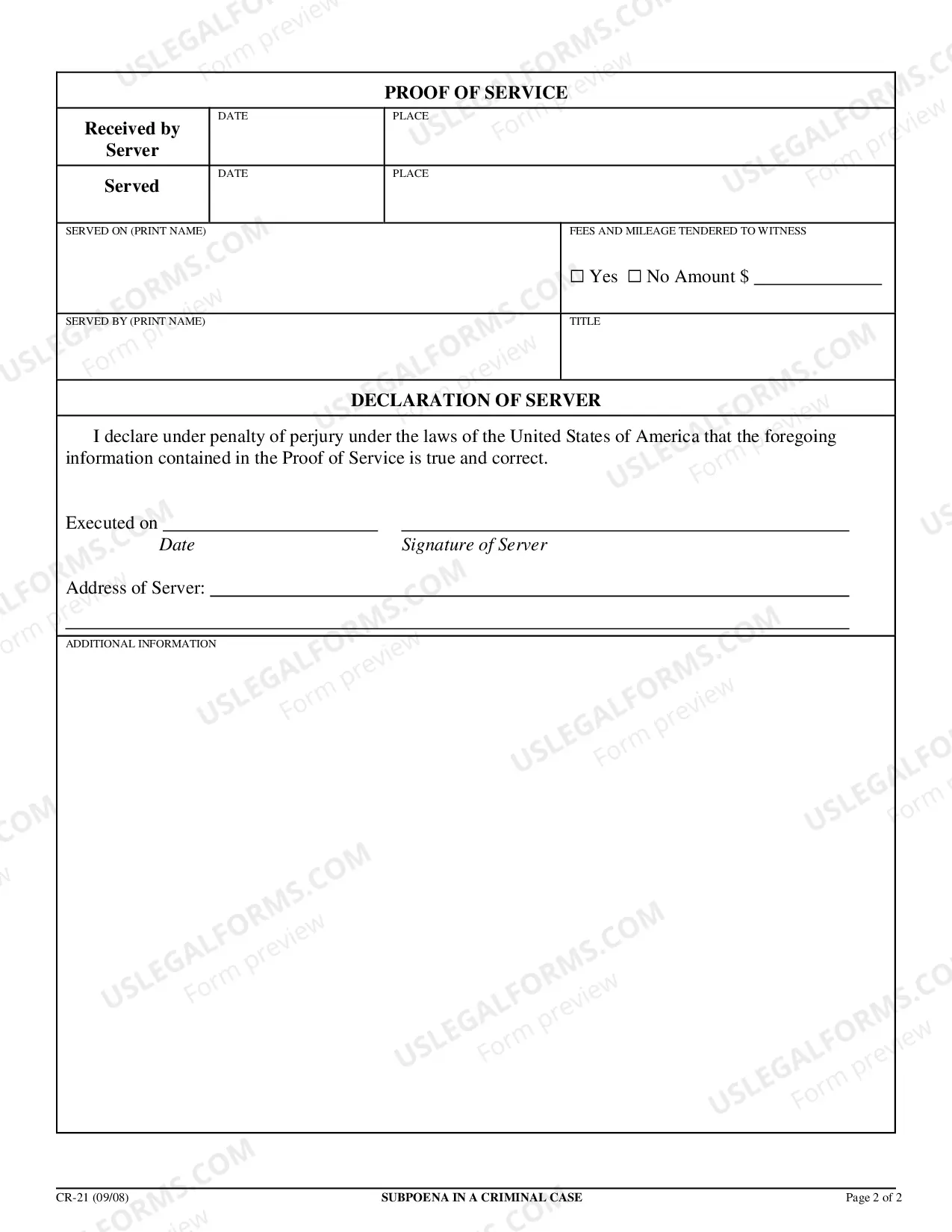 Preview Subpoena in a Criminal Case