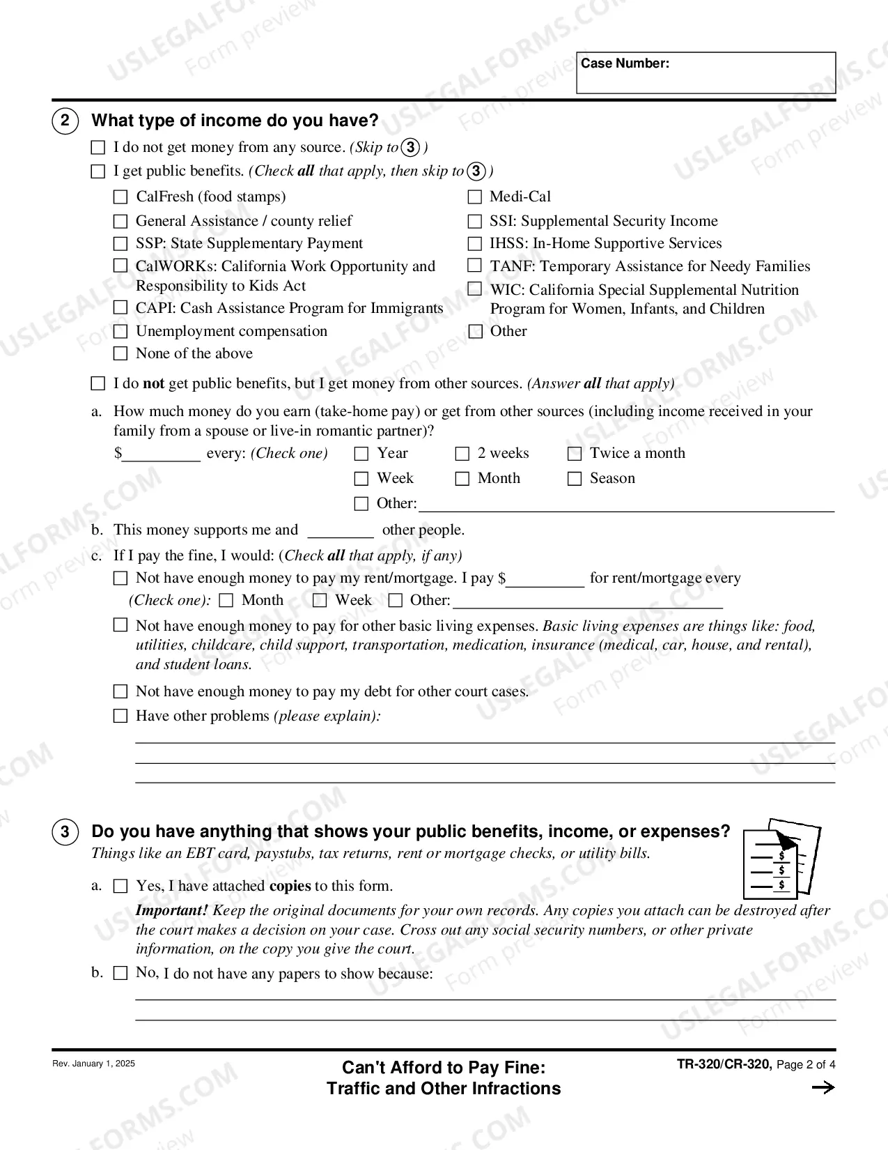 Preview Can't Afford to Pay Fine - Traffic and Other Infractions