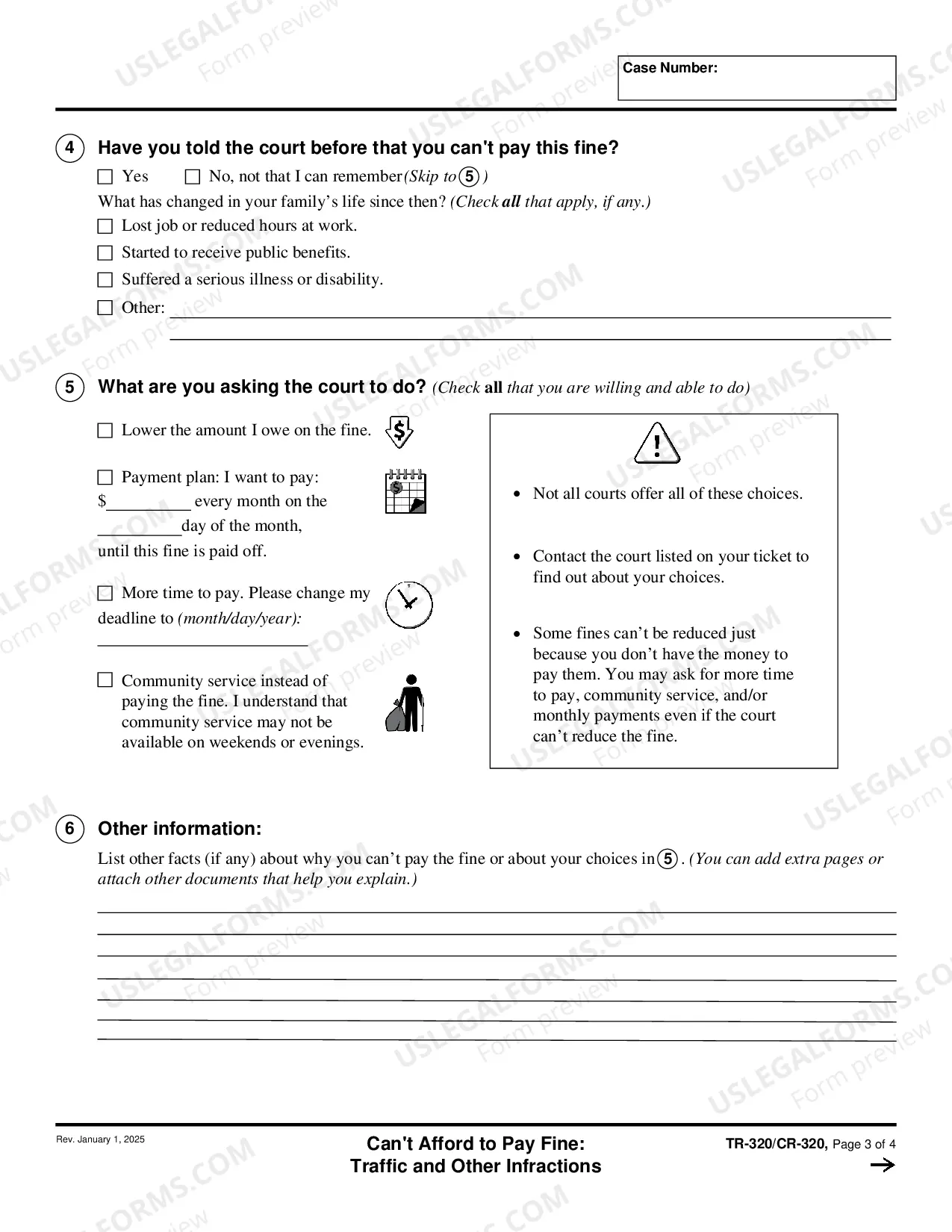 Preview Can't Afford to Pay Fine - Traffic and Other Infractions