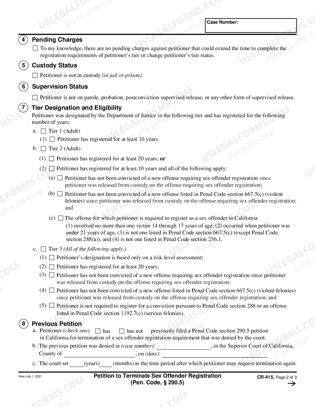 Preview Petition to Terminate Sex Offender Registration - Penal Code 290-5
