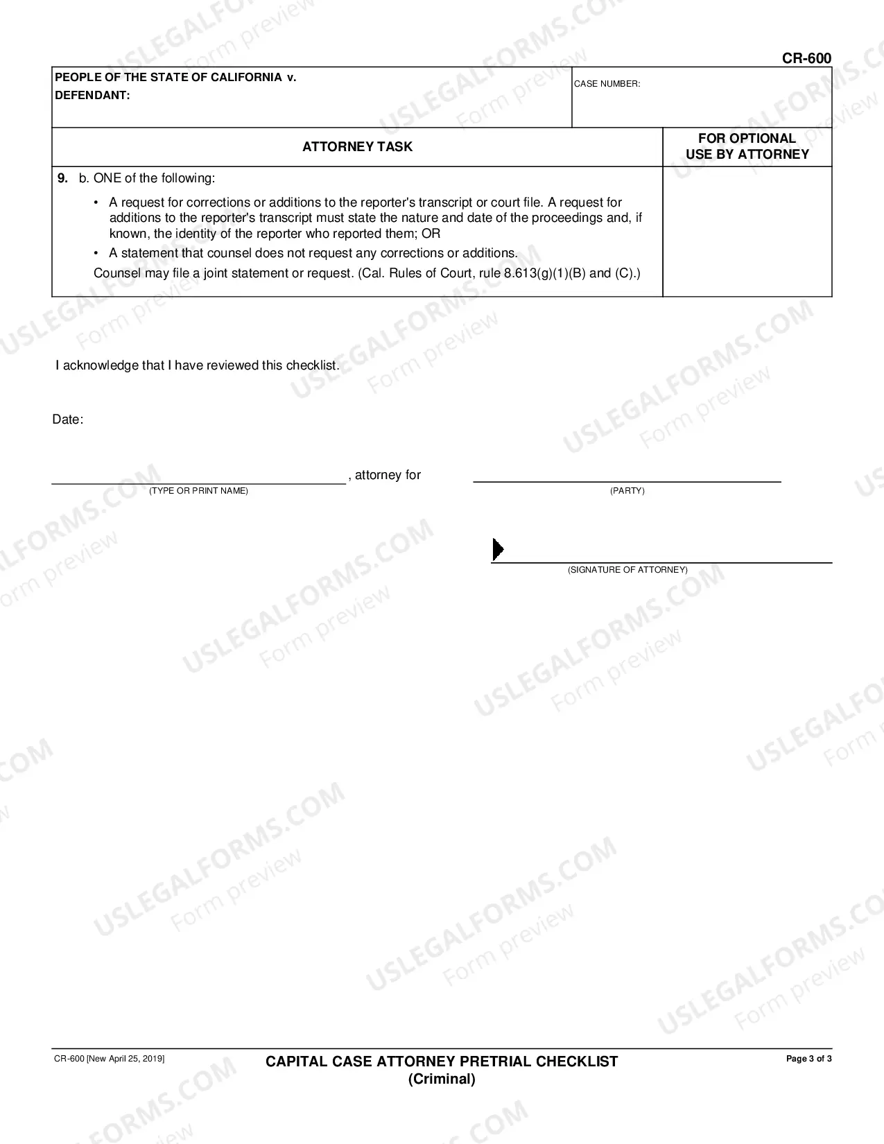 Preview Capital Case Attorney Pretrial Checklist - Criminal