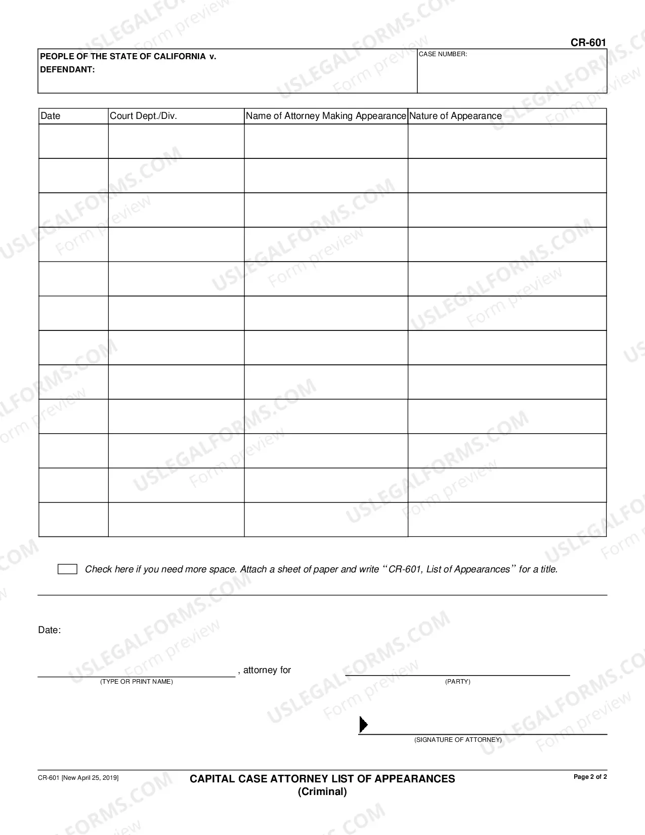 Preview Capital Case Attorney List of Appearances - Criminal