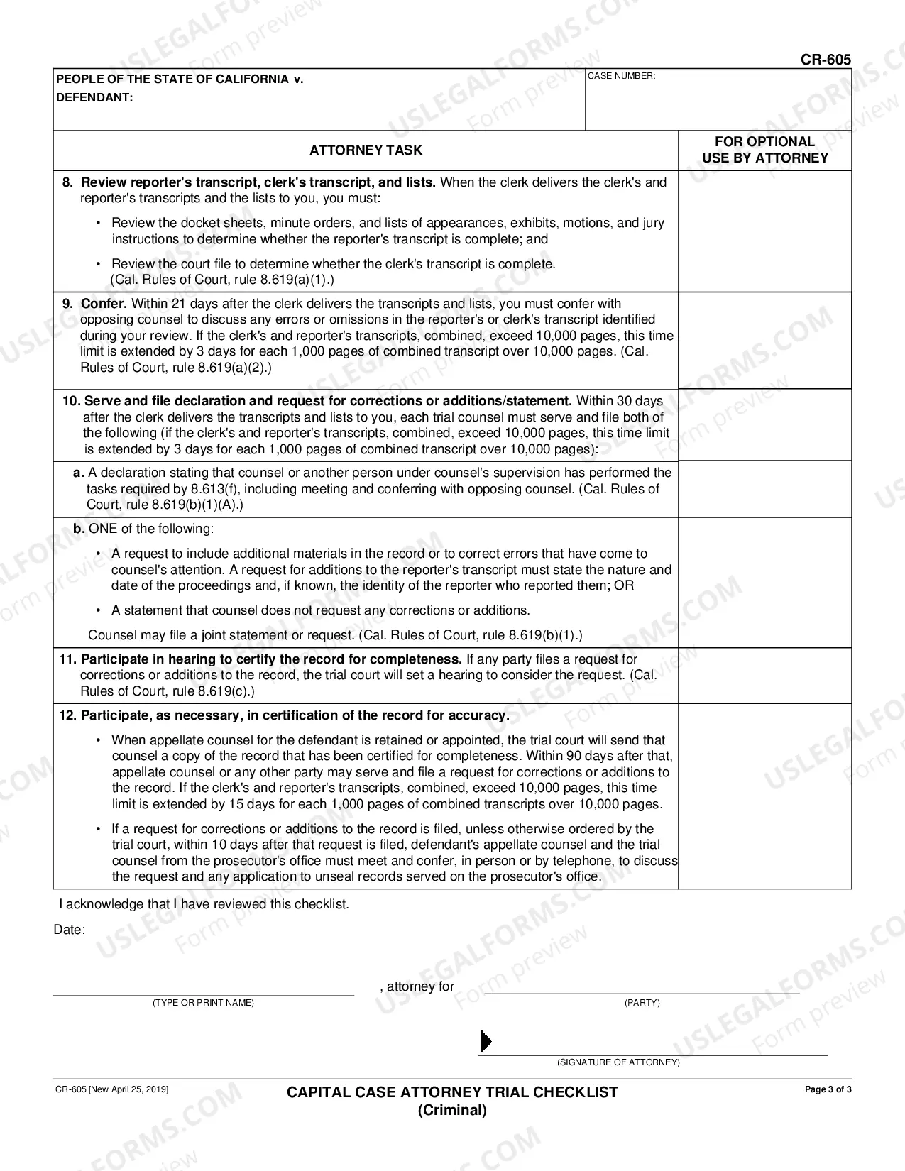 Preview Capital Case Attorney Trial Checklist - Criminal