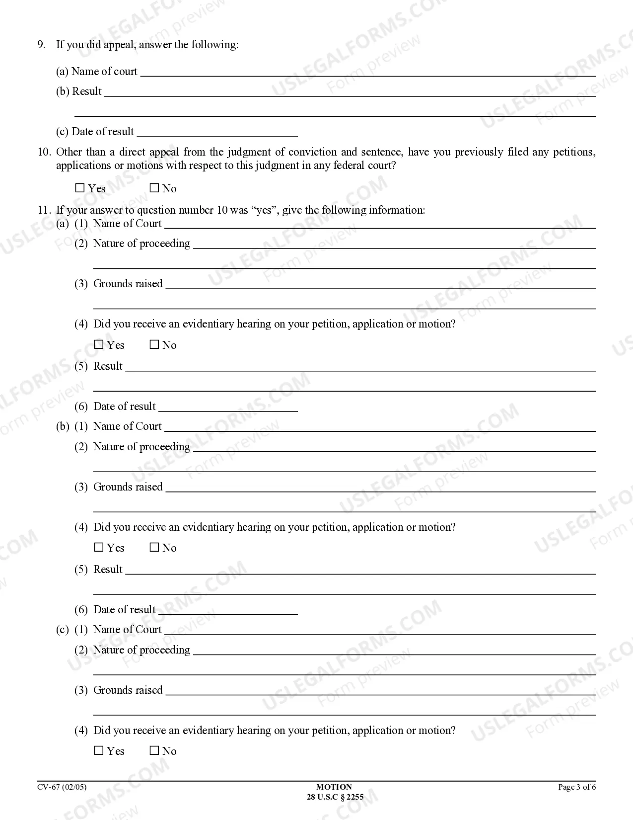 Preview Motion to Vacate, Set Aside, or Correct Sentence by a Person in Federal Custody