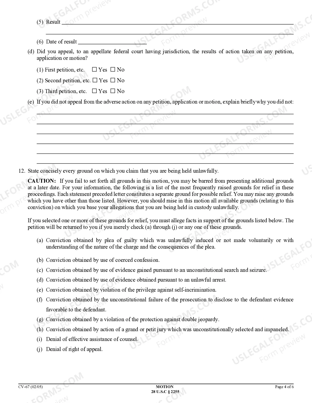 Preview Motion to Vacate, Set Aside, or Correct Sentence by a Person in Federal Custody