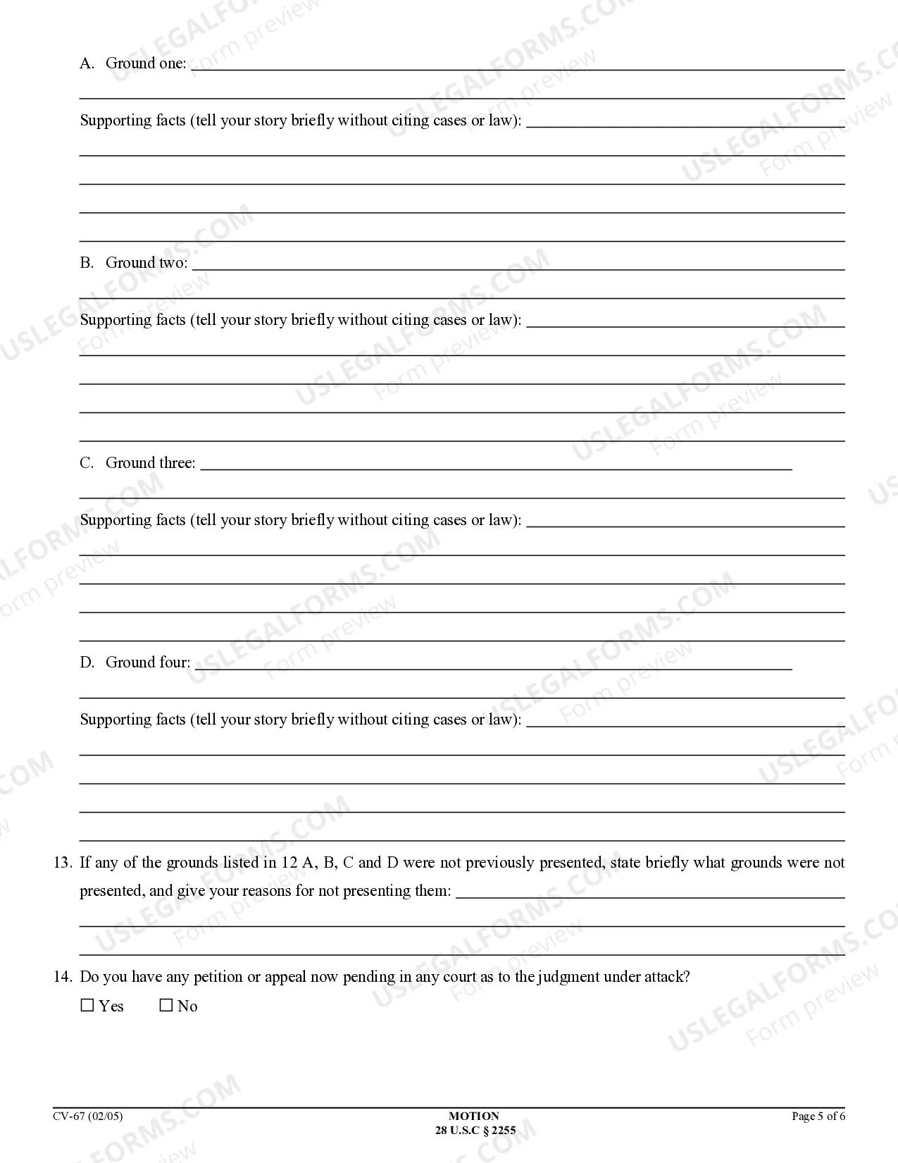 Preview Motion to Vacate, Set Aside, or Correct Sentence by a Person in Federal Custody