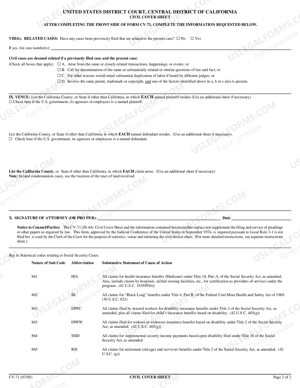 Preview Civil Cover Sheet
