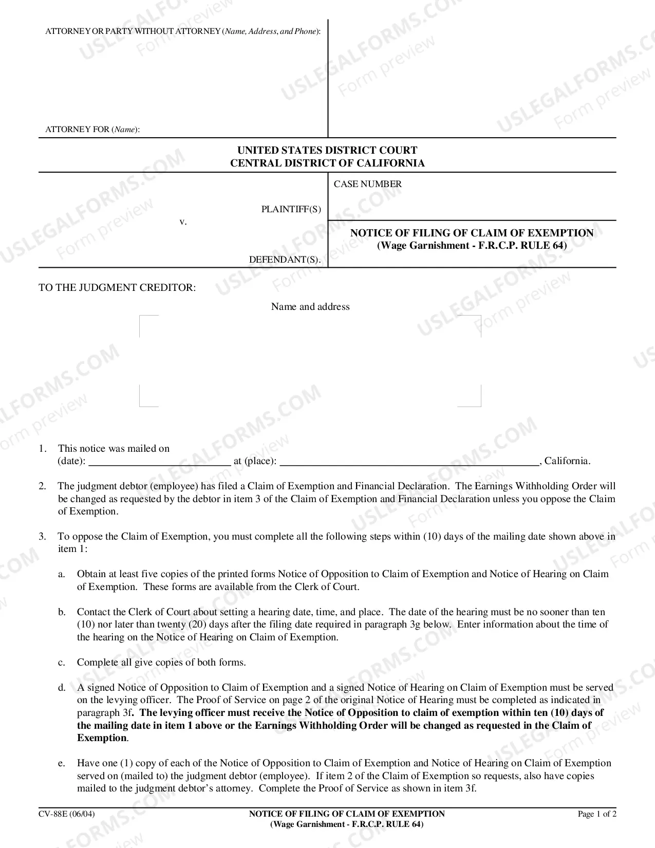 Preview Notice of Termination or Modification of Earnings Withholding Order